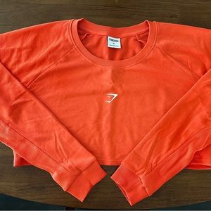 Gymshark Cropped “Sweater” Crewneck — Orange